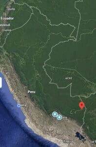 Cusco to Puerto Maldonado on a map
